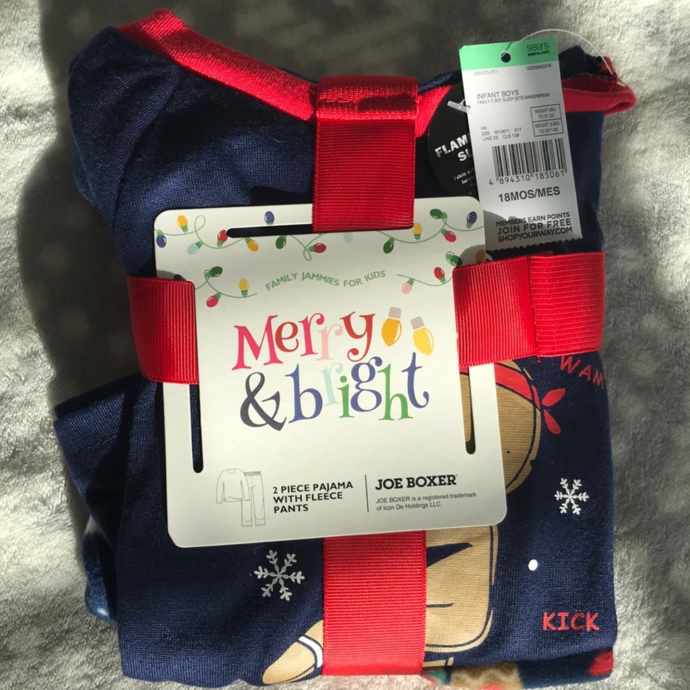 Joe Boxer Christmas Ginger Bread Pajama Set 18 Months